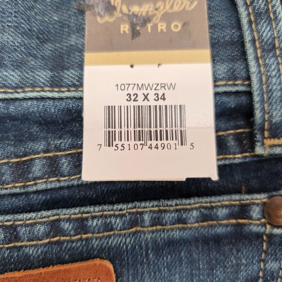 Wrangler Retro Jeans Mens 32x34 Blue Slim Boot Cut Western Denim Rodeo - Picture 6 of 15